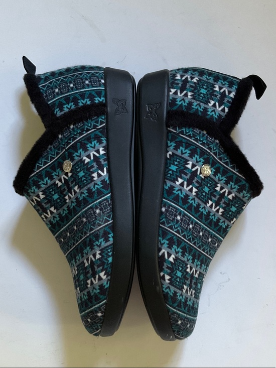 Alegria Shoes - Alegria Women’s Shoes Teal and Black Patterned Slip-On Clogs Slippers size 9
